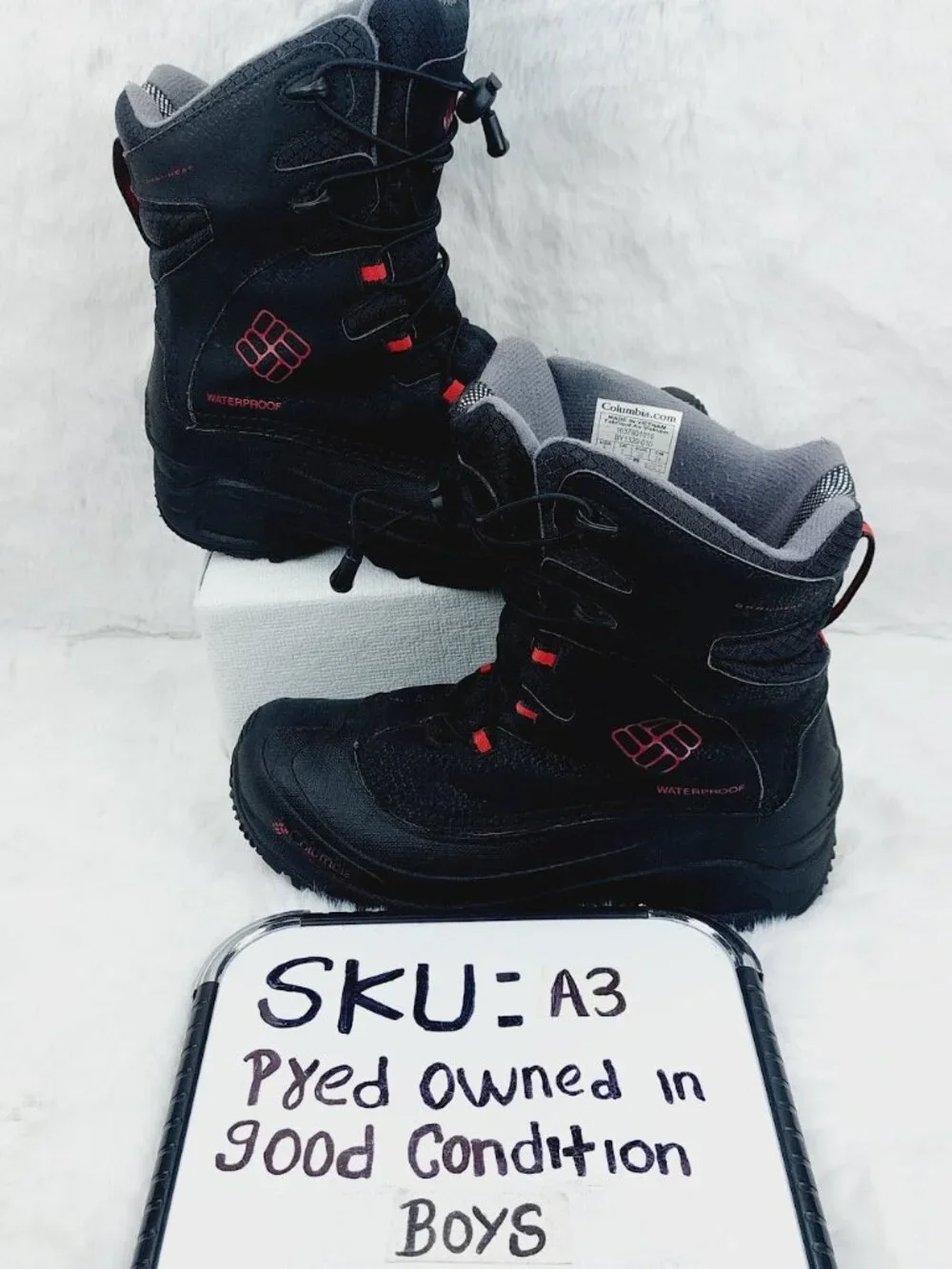 Columbia Boys' Black Red Rocket Bugaboot Plus III Omni-Heat Winter Boots Size 6